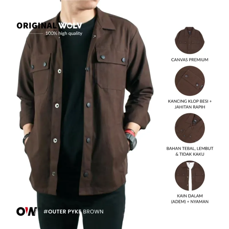 Model memakai outer Pyke cokelat
